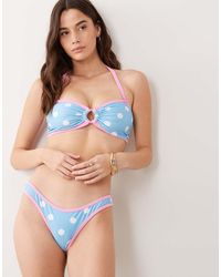 Peek & Beau - Bandeau Bikini Top With Pink Contrast - Lyst