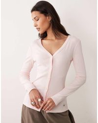 Calvin Klein - Long Sleeve Rib Button-front Top - Lyst