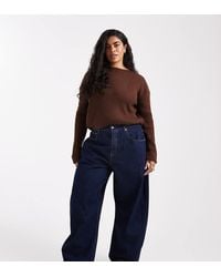 ASOS - Asos Design Curve High Waisted Barrel Leg Jeans - Lyst