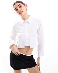 Miss Selfridge - Poplin Cropped Dropped Pocket Shirt - Lyst