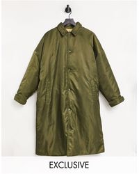 Collusion Unisex - Lang Oversized Omkeerbaar Gewatteerd Jack - Groen