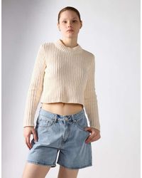 Glamorous - High Waist Rigid Denim Short - Lyst