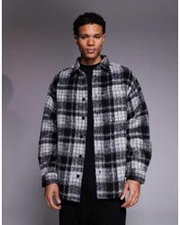 ASOS - Geborsteld Geruit Overshirt - Lyst