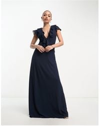TFNC London - Bridesmaid Chiffon Maxi Dress With Frill Detail - Lyst