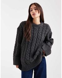 ASOS - Oversized Crew Neck Cable Knit Jumper - Lyst