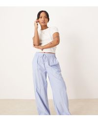 Vila - Pantaloni Dad Fit A Vita Alta Con Risvolti Sul Fondo A Righe - Lyst