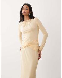 ASOS - Modal Long Sleeve Maxi Dress With Ruching Detail - Lyst