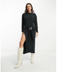 ASOS - Supersoft Long Sleeve Maxi Dress With Drapey Sarong Detail - Lyst