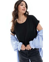ONLY - Camiseta Negra Suave Con Cuello Redondo De - Lyst