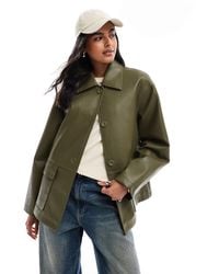 ASOS - Leather Look Harrington Jacket - Lyst