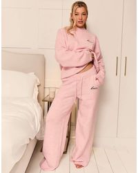 Kaiia - Knitted Embroidered Logo Wide Leg Trouser Co-ord - Lyst