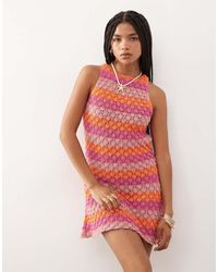 Reclaimed Vintage - Crochet Stripe Mini Dress - Lyst