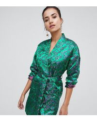 PrettyLittleThing Floral Kimono Dress - Green