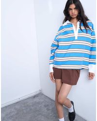 TOPSHOP - Long Sleeve Woven Polo Top - Lyst