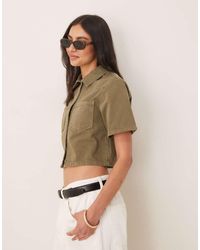 ASOS - Denim Crop Shirt - Lyst