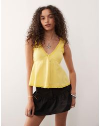 Reclaimed (vintage) - Babydoll Poplin Cami With Broderie And Lace Trims - Lyst