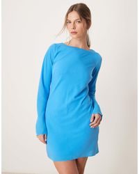 Abercrombie & Fitch - Long Sleeve Slash Neck Asymmetric Hem Mini Dress - Lyst