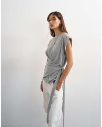 TOPSHOP - Wrap Detail Cap Sleeve Top - Lyst