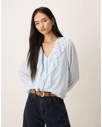 Vila - Blouse à volants - clair - Lyst
