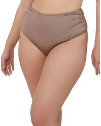 Wolf & Whistle - Taupe Neutral High Waist High Leg Ruched Bikini Bottom - Lyst