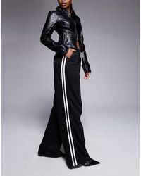 River Island - Wide Leg joggers With Side Stripe - Lyst