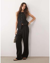 New Look - Linen Blend Tailored Wide Leg Pants - Lyst