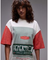 TOPSHOP - Oversized T-Shirt Met Grafische Print - Lyst
