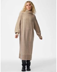 Pieces - Robe en maille gris taupe - Lyst