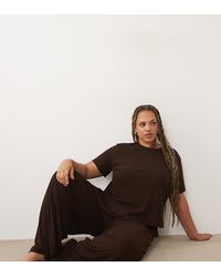 ASOS - Asos Design Curve Lounge Mix & Match Lounge Rib Oversized Tee With Side Split - Lyst