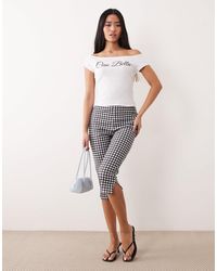 ASOS - – capri-leggings aus jersey mit schwarz-weißem vichy-karo - Lyst