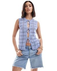Object - Tie Front Knitted Top - Lyst