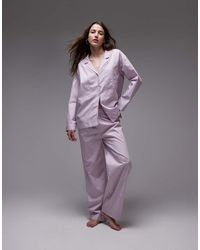 Mango - Cotton Wide Leg Pyjama Trouser Co-Ord - Lyst