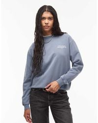 AllSaints - Sudadera Azul Con Estampado En La Espalda Y Logo Soleil Etta De - Lyst