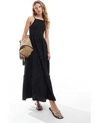 Brave Soul - Maxi-Jurk Met Bandjes, Stroken En Gesmokte Buste - Lyst