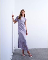 TOPSHOP - Lace Insert Grown On Shoulder Midi Dress - Lyst