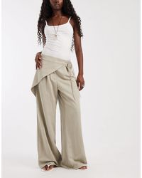 Object - Mide Rise Wrap Detail Wide Leg Trousers - Lyst