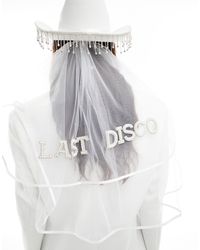 South Beach - Embellished One Last Disco Bridal Cowboy Hat With Detachable Veil - Lyst