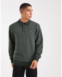 Farah - Gateacre - polo à manches longues en maille - foncé - Lyst