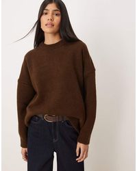 ASOS - Oversized Crew Neck Jumper With Curved Hem - Lyst