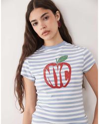 ASOS - Regular Fit Stripe T-shirt With Nyc Apple Graphic - Lyst