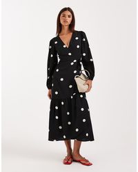 Wednesday's Girl - Long Sleeve Wrap Around Midaxi Dress - Lyst