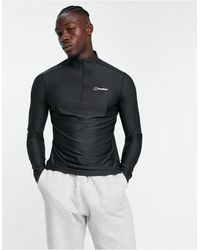 Berghaus - Training 24/7 - maglietta a maniche lunghe nera con zip corta - Lyst