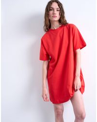 TOPSHOP - – premium – kurzärmliges oversize-t-shirt-kleid - Lyst