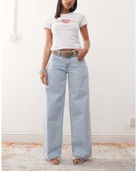 Motel - Roomy Wide Leg Low Rise Jeans - Lyst