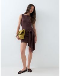 ASOS - Cotton Elastane Wrap Mini Dress - Lyst