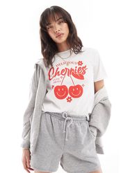 Pieces - 'delicious Cherries' Front Print Oversize T-shirt - Lyst