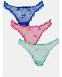 ASOS - 3 Pack Bow Mesh Scrunch Thongs - Lyst