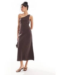 & Other Stories - One Shoulder Linen Midi Dress With Twisted Strap Detail - Lyst