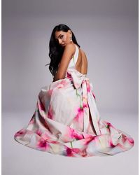 ASOS - Premium Maxi Jurk Met Oversized Bloemenprint - Lyst