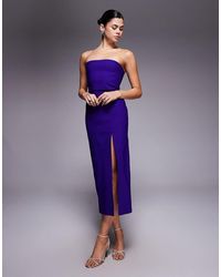 Vesper - Strapless Bodycon Midaxi Dress With Thigh Split - Lyst